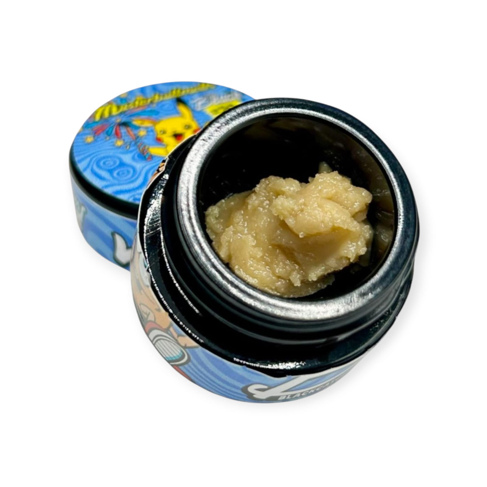 Jar of The Beach #20 hash rosin by Masterball Melts and Black Cat Genetics with tropical citrus terp profile