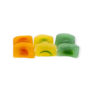 Sour Centers Cozy Cubes by Masterball Melts, solventless live rosin gummies with tangy sour filling, 300mg pack with 10 cubes at 30mg each.