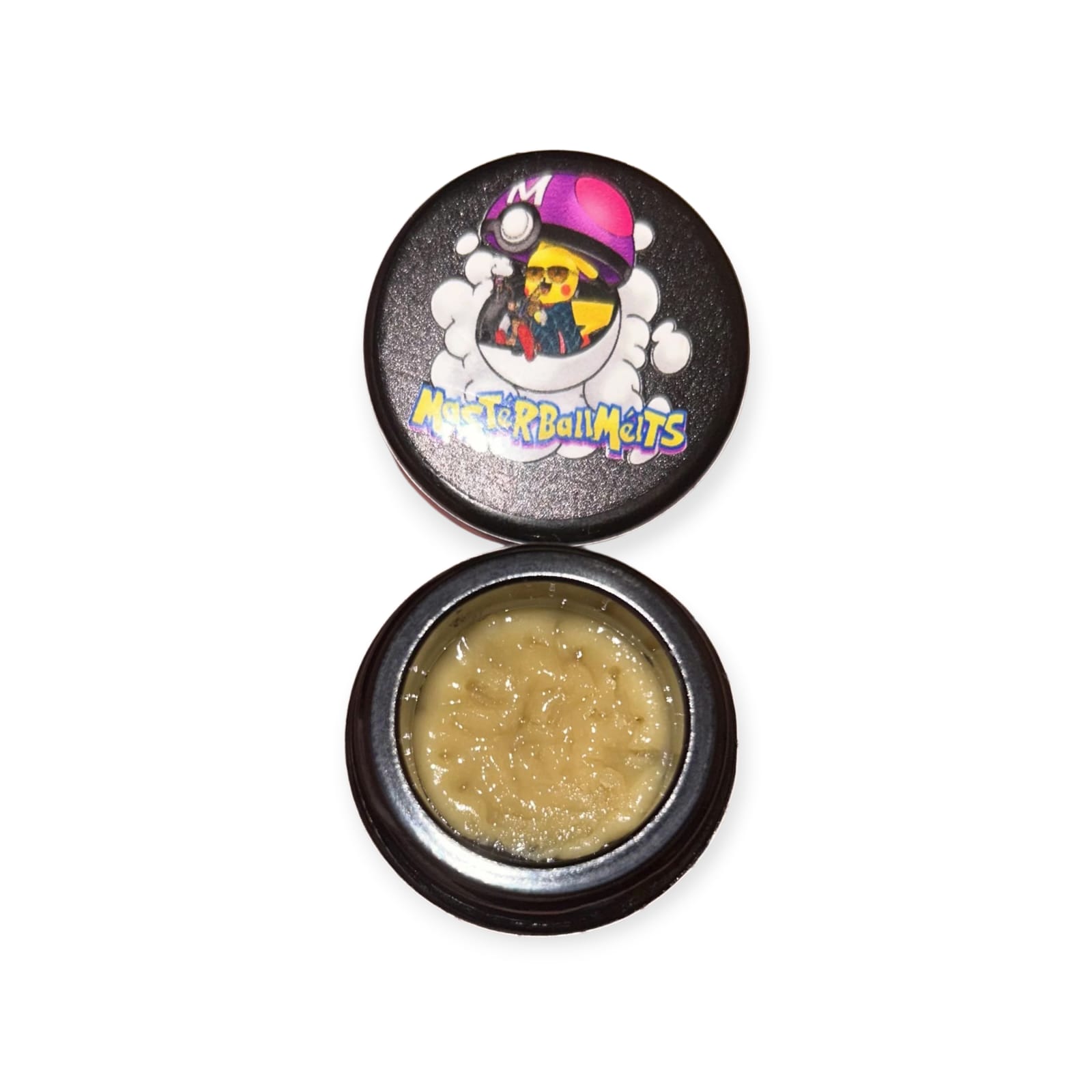 Honey D hash rosin jar from Masterball Melts and BJ Farms featuring cherry diesel aroma and honey terp profile