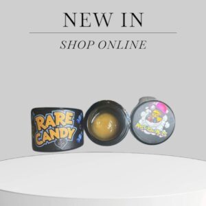 Rare Candy rosin jar by Masterball Melts × Sour Wavez with caramel candy, tangy apple, and sour fruit terp visuals