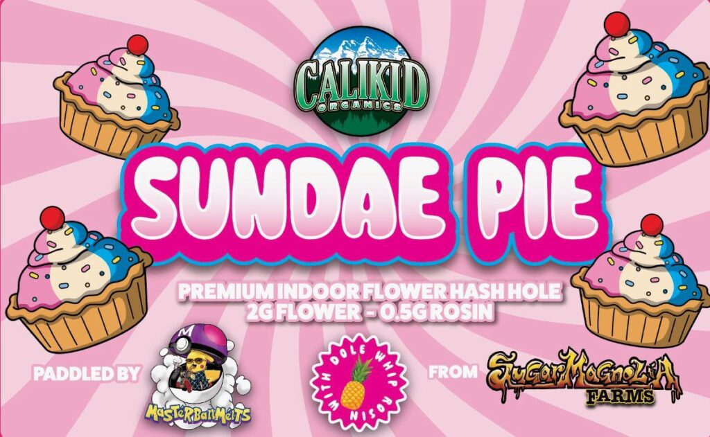 Sundae Pie Hash Hole with 2g indoor flower and 0.5g Strawberry Dole Whip rosin paddle by Master Ball Melts